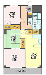 サングレース新川 3LDKの間取図画像