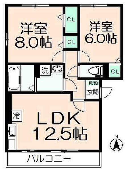 エクセラン旭が丘　壱番館 202｜東京都日野市旭が丘5丁目(賃貸アパート2LDK・2階・60.03㎡)の写真 その2