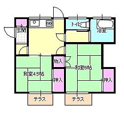 JR中央本線 西八王子駅 バス15分 二分方小下車 徒歩5分の賃貸一戸建て 2Kの間取り