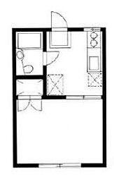 JR中央本線 八王子駅 徒歩18分の賃貸アパート 2階ワンルームの間取り