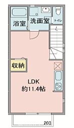 JR中央本線 八王子駅 バス23分 中野団地下車 徒歩5分の賃貸アパート 2階1Kの間取り