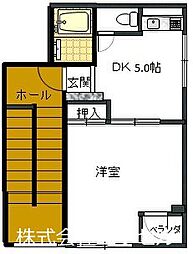 JR青梅線 福生駅 徒歩5分の賃貸アパート 3階1DKの間取り