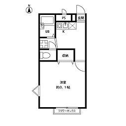 JR青梅線 小作駅 徒歩19分の賃貸アパート 2階1Kの間取り