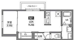 JR青梅線 中神駅 徒歩2分の賃貸アパート 3階1LDKの間取り