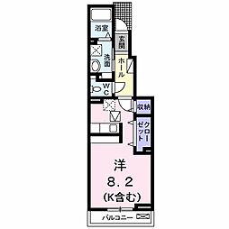 京王高尾線 めじろ台駅 徒歩15分の賃貸アパート 1階ワンルームの間取り
