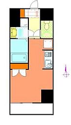 JR中央本線 西八王子駅 徒歩4分の賃貸マンション 9階ワンルームの間取り