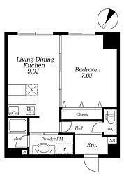T.B.K.マンション 1LDKの間取図画像