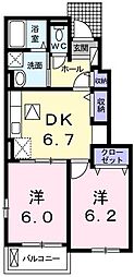 シェーンガルテン 2DKの間取図画像