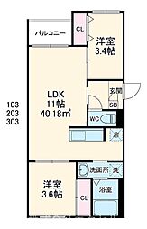 Revive古淵 2LDKの間取図画像