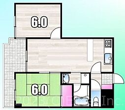 シェモア 2DKの間取図画像