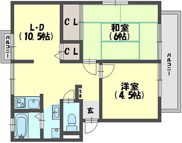 藤井ハイツ ｜大阪府門真市古川町(賃貸アパート2LDK・2階・41.90㎡)の写真 その2