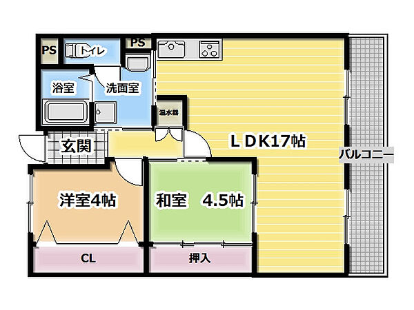 カノア ｜大阪府門真市岸和田３丁目(賃貸マンション2LDK・4階・59.17㎡)の写真 その2