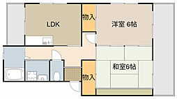 浜田ハイツ 3階2LDKの間取り