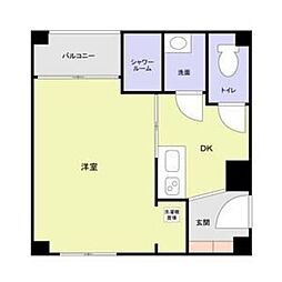 メゾン山本 2階1Kの間取り