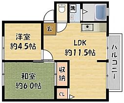 エスポワール 2LDKの間取図画像
