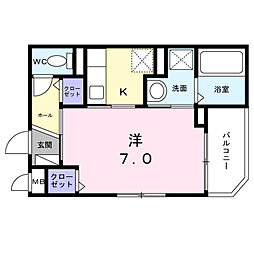 栄町アパート 3階1Kの間取り