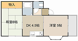 スカイハイツ 2DKの間取図画像