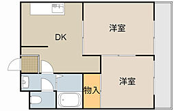 アフルエンス 2DKの間取図画像