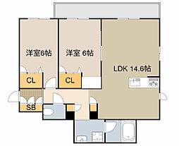 シャーメゾンシンファニア 2LDKの間取図画像