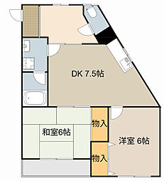 ソル・レヴェンテ 2DKの間取図画像