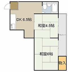 秀和第二ハイツ 2DKの間取図画像
