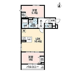 世田谷区祖師谷6丁目マンション 2LDKの間取図画像