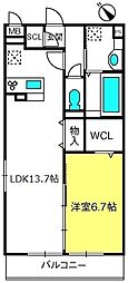 グレイス東大宮 1階1LDKの間取り