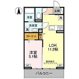 ノーブルラフィネ土呂町 1LDKの間取図画像
