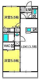 ヘーベルメゾン大和田公園 2LDKの間取図画像