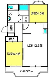 サンライフマンション 2LDKの間取図画像
