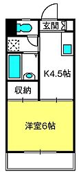 第1松運ハイツ 1Kの間取図画像