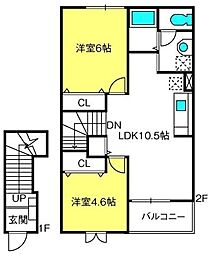 カトレア 2LDKの間取図画像