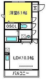ボヌール四季2 1LDKの間取図画像