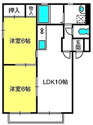 アークガーデンB 2LDKの間取図画像