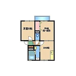 グリーンベルテ 2DKの間取図画像