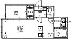 さいたま市見沼区大和田町1丁目アパート 1LDKの間取図画像