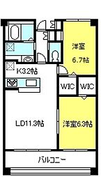 グランシャリオ 2LDKの間取図画像