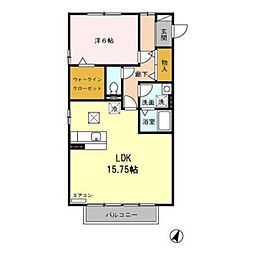 エアルアクティース2 1LDKの間取図画像