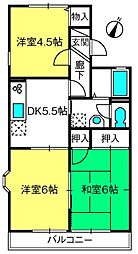セジュール静1 3DKの間取図画像