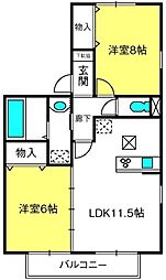 フローラ 2LDKの間取図画像