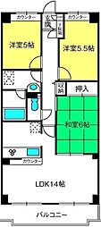 七里ガーデン 3LDKの間取図画像