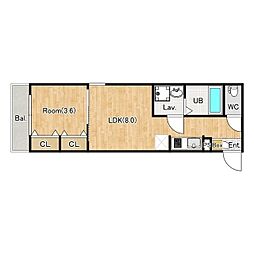 ジーメゾン見沼島町アルカ 1LDKの間取図画像