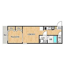 ジーメゾン見沼島町アルカ 1LDKの間取図画像