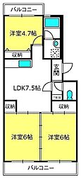 セジュールマンション 3DKの間取図画像