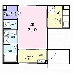 ヴェルディアーレ I 1Kの間取図画像