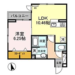 メゾン・アサヒ 1LDKの間取図画像