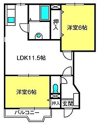 ロジュマン.リーヴ 2LDKの間取図画像