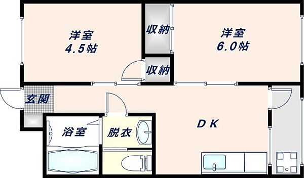 HY宝持マンション 302｜大阪府東大阪市宝持2丁目(賃貸マンション2DK・3階・43.00㎡)の写真 その2