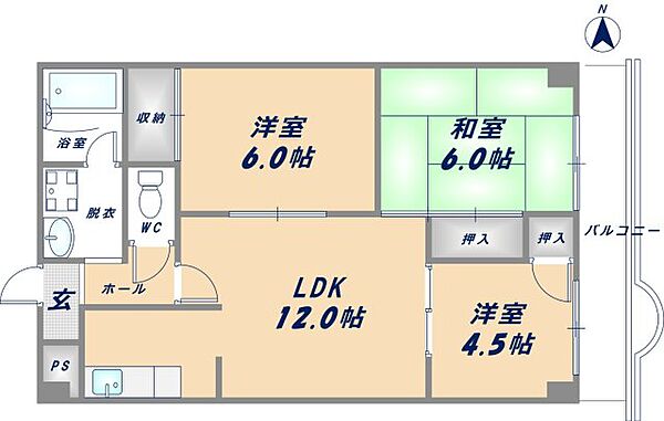 GRAND　STEADY八戸ノ里 403｜大阪府東大阪市若江西新町3丁目(賃貸マンション3LDK・4階・62.37㎡)の写真 その2