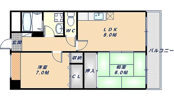 セイグレイス ｜大阪府大阪市東成区深江南2丁目(賃貸マンション2DK・8階・54.00㎡)の写真 その2